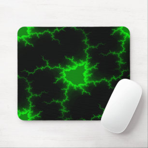 Alien Green Lightning Strikes in Pitch Black Mousepad