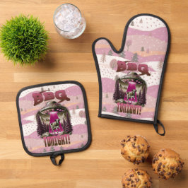Alien GRILLEN Cow Abduction Joke Ofenhandschuh & Topflappen-Set