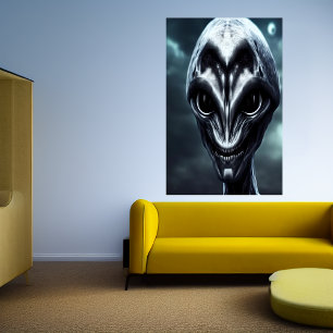 Alien gris éffrayant effrayant   AI Art Poster