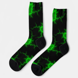 Alien Grüne Blitze in Pitch Black Socken