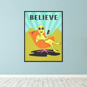 Alien Handy Mod Stuhl Retro Pop Art Leinwanddruck