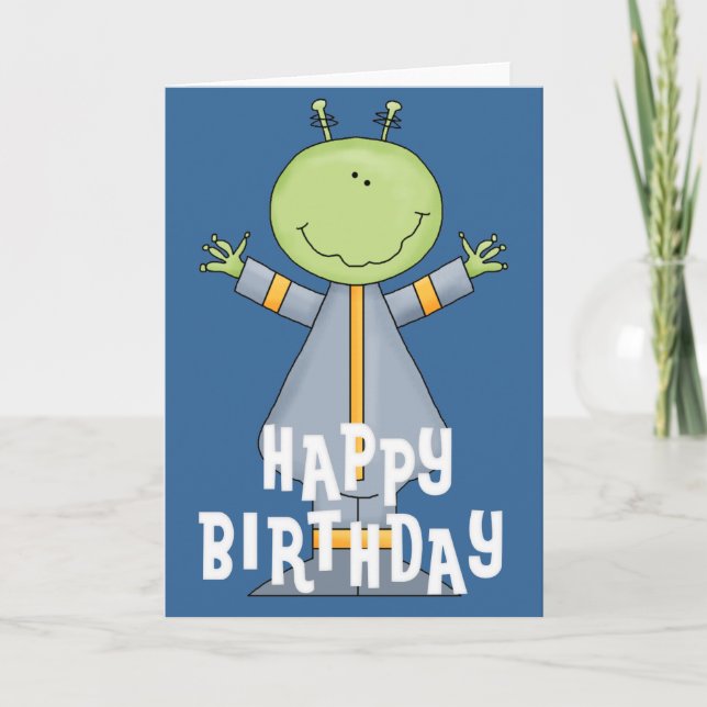 Alien Happy Birthday Children's Grußkarte 2 Karte (Vorderseite)