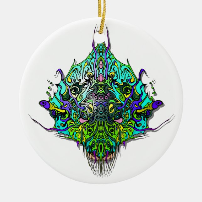 Alien Head - Aqua Keramik Ornament (Vorne)