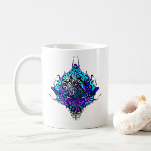 Alien Head - blau und lila Kaffeetasse