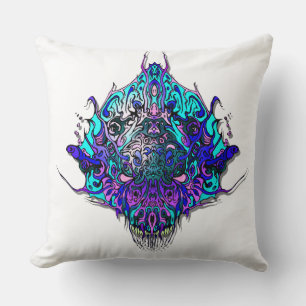 Alien Head - blau und lila Kissen