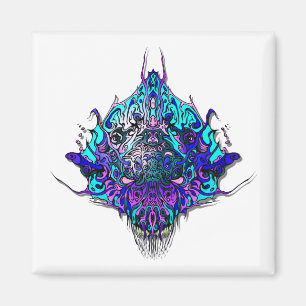 Alien Head - blau und lila Magnet