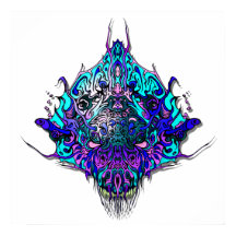 Alien Head Evil Species # 44 - blau und lila