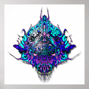 Alien Head Evil Species # 44 - blau und lila Poster