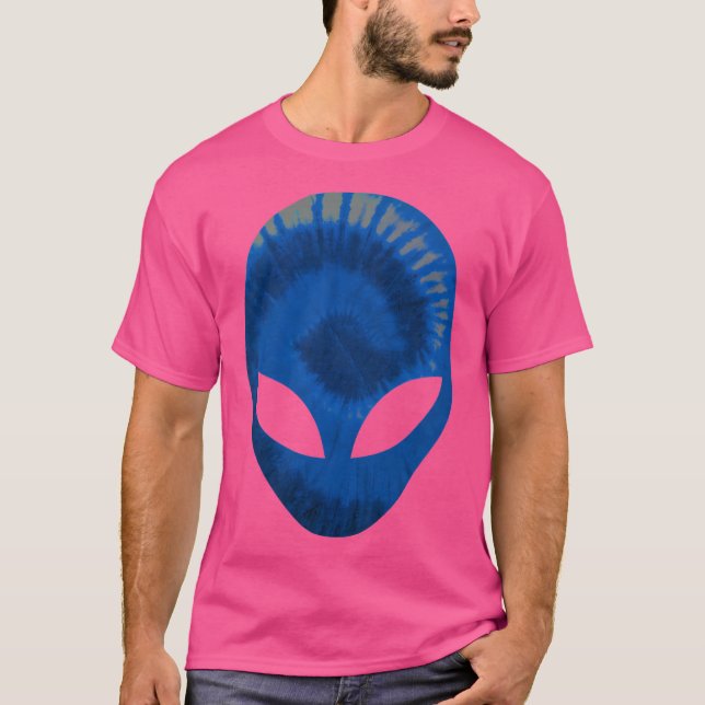 Alien Head Extra-Terrestrial Dark Blue Beängstigen T-Shirt (Vorderseite)