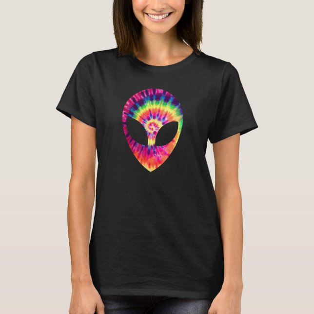 Alien Head Face Space UFO Tie Dye Rave EDM Music  T-Shirt (Vorderseite)