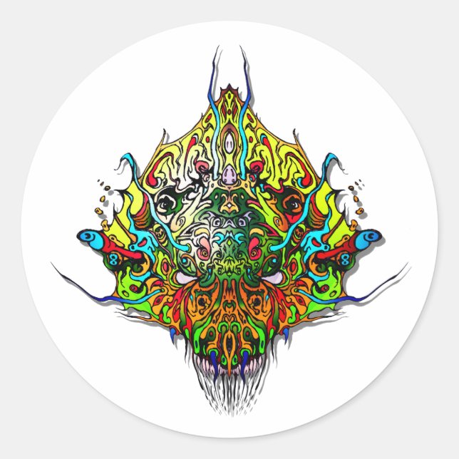 Alien Head - gelb Runder Aufkleber (Vorderseite)
