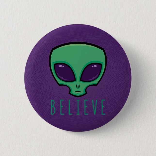 Alien Head glauben Button (Vorderseite)