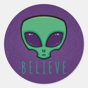 Alien Head glauben Runder Aufkleber