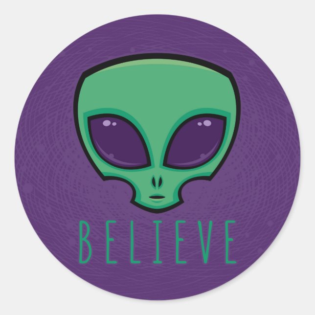 Alien Head glauben Runder Aufkleber (Vorderseite)
