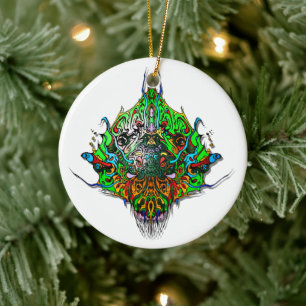 Alien Head - grün Keramik Ornament