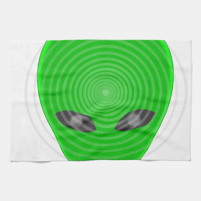 Alien Head Mind Kontrolle Geschirrtuch (Horizontal)