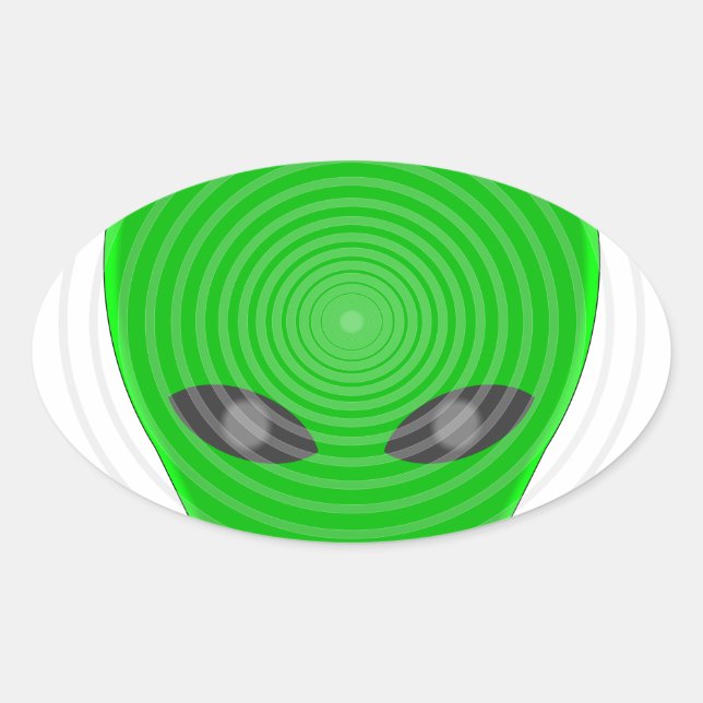 Alien Head Mind Kontrolle Ovaler Aufkleber (Vorderseite)
