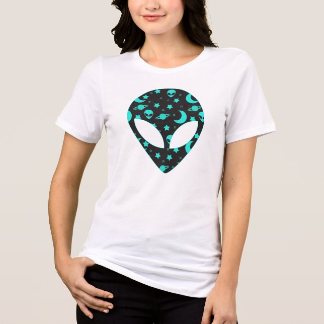 Alien Head Space Muster Design Tri-Blend Shirt (Vorderseite)