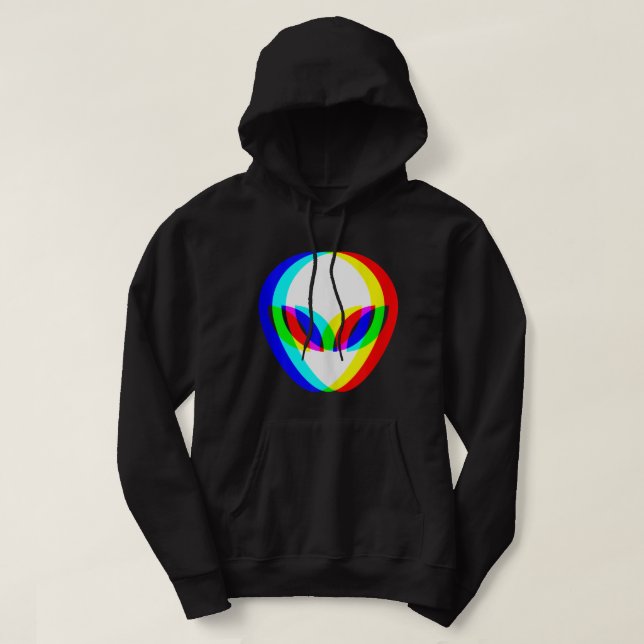 Alien Head Trippy Vaporwave Techno Rave EDM Music Hoodie (Design vorne)