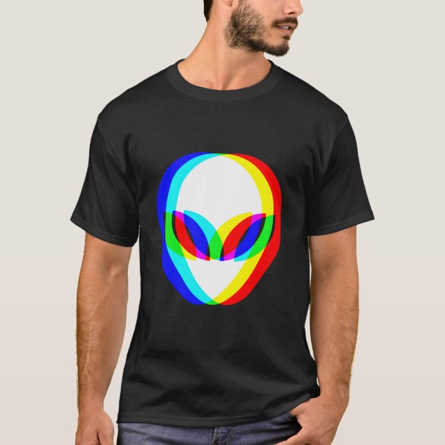 Alien Head Trippy Vaporwave Techno Rave Edm Music  T-Shirt (Vorderseite)