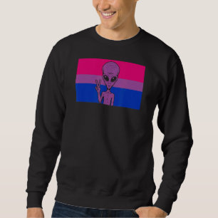 Alien Head Ufo Peace Sign Gaylien Bisexual Pride F Sweatshirt