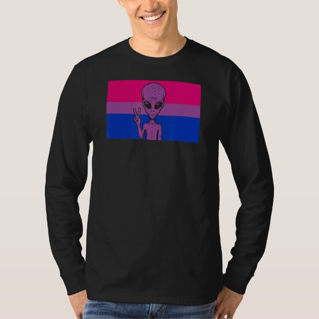 Alien Head Ufo Peace Sign Gaylien Bisexual Pride F T-Shirt (Vorderseite)