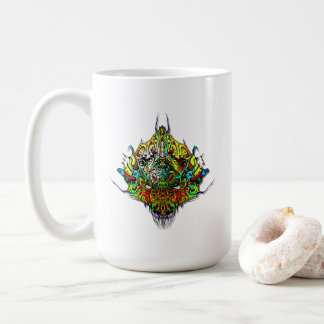 Alien Head yellow tribal design Kaffeetasse