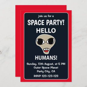 Alien Hello Humans Funny Alien Space Party Einladung
