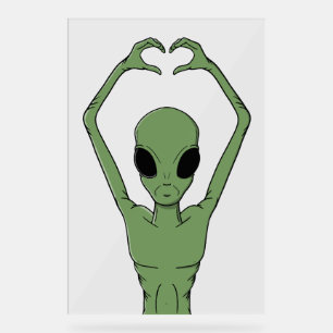 Alien-Herz-Pose Acrylschild