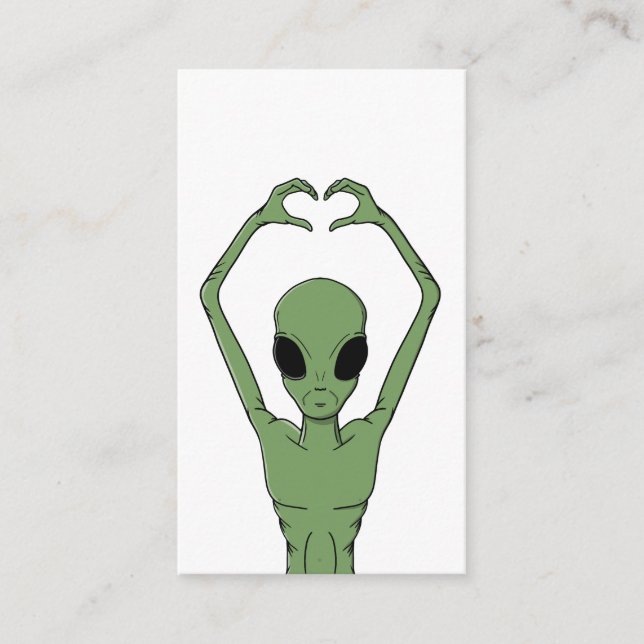 Alien-Herz-Pose Begleitkarte (Vorderseite)