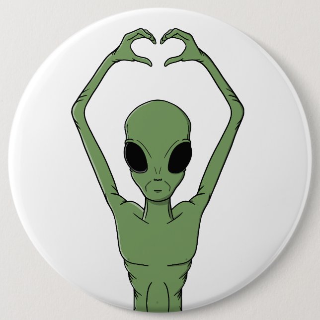 Alien-Herz-Pose Button (Vorderseite)