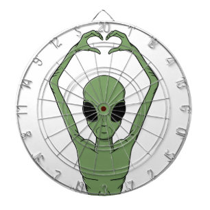 Alien-Herz-Pose Dartscheibe