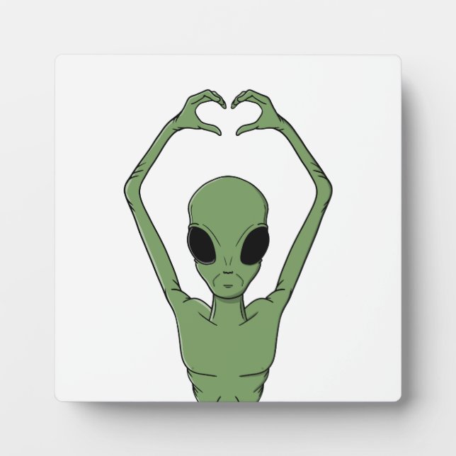 Alien-Herz-Pose Fotoplatte (Vorderseite)