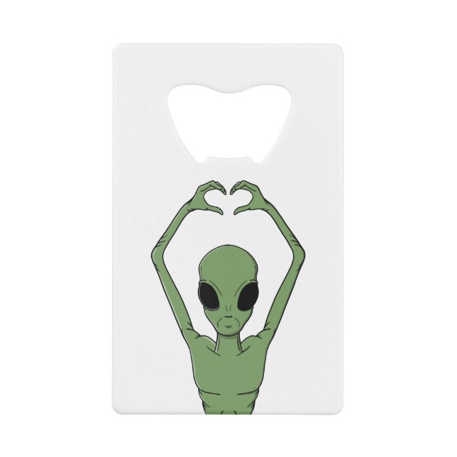 Alien-Herz-Pose Geldbeutel Flaschenöffner (Vorderseite)