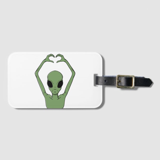 Alien-Herz-Pose Gepäckanhänger (Vorderseite (Horizontal))