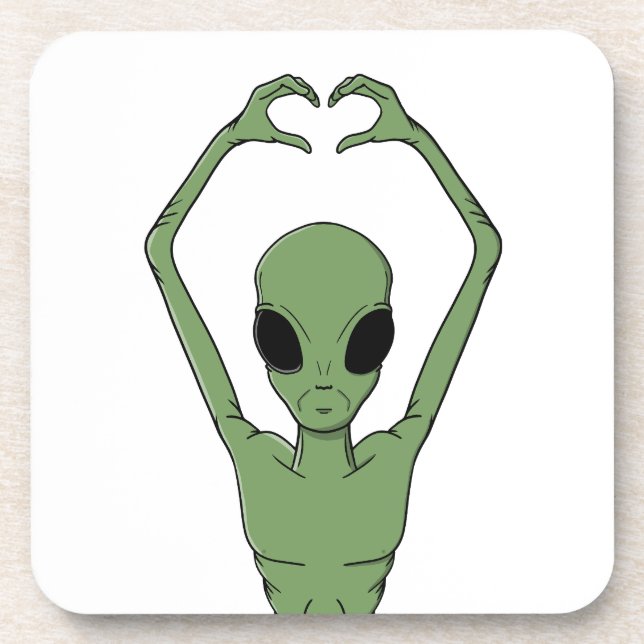Alien-Herz-Pose Getränkeuntersetzer (Vorderseite)