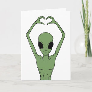 Alien-Herz-Pose Karte