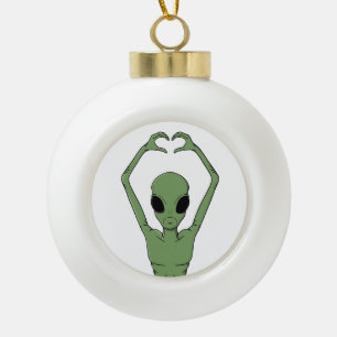 Alien-Herz-Pose Keramik Kugel-Ornament