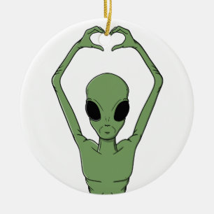 Alien-Herz-Pose Keramik Ornament