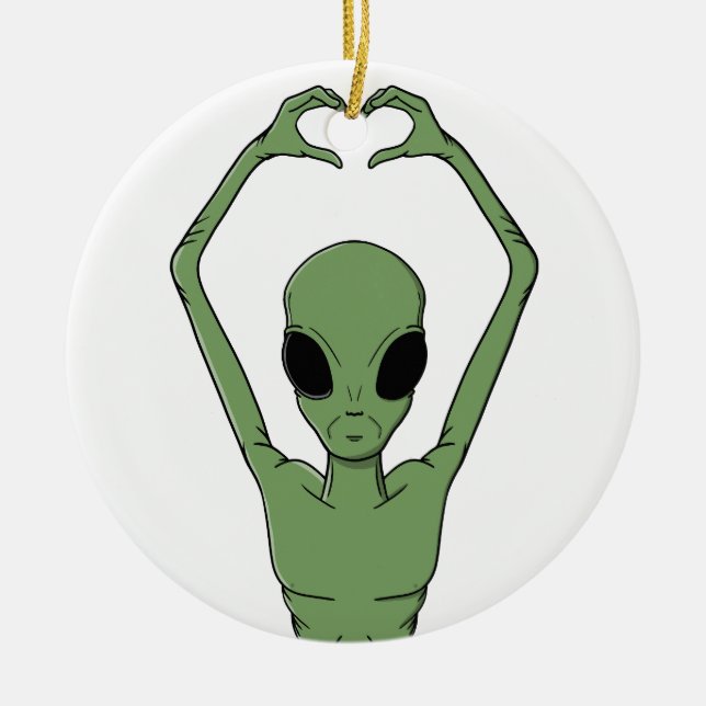 Alien-Herz-Pose Keramik Ornament (Vorne)