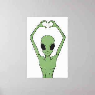 Alien-Herz-Pose Leinwanddruck