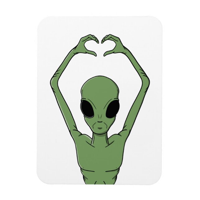 Alien-Herz-Pose Magnet (Vertikal)