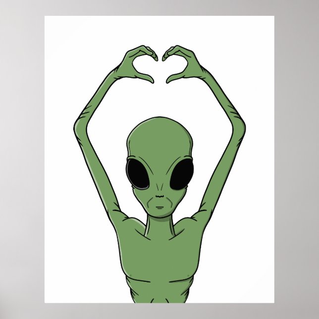 Alien-Herz-Pose Poster (Vorne)