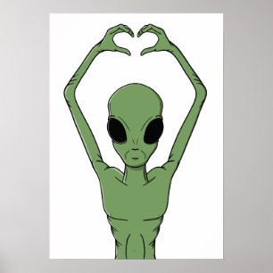 Alien-Herz-Pose Poster