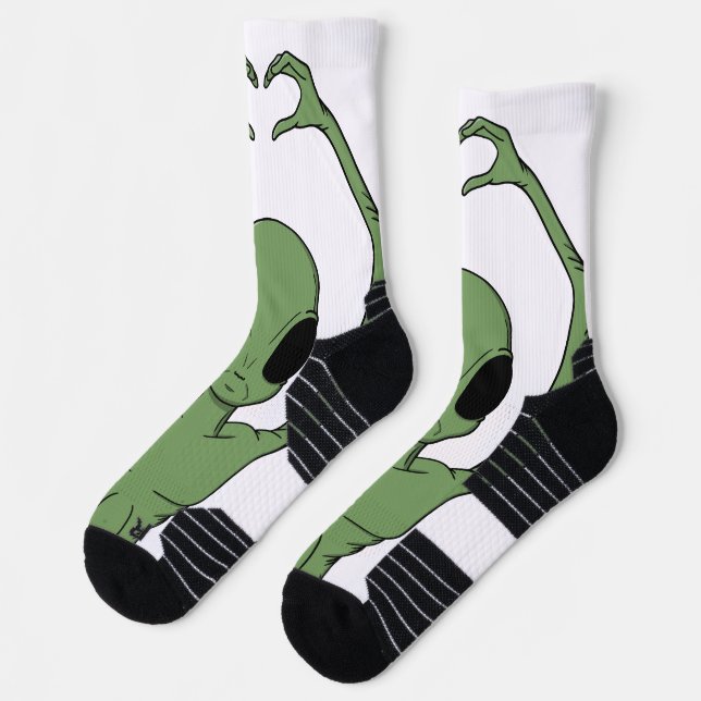 Alien-Herz-Pose Socken (Links)