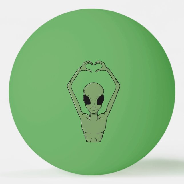 Alien-Herz-Pose Tischtennisball (Vorderseite)