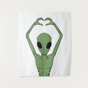 Alien-Herz-Pose Wandteppich