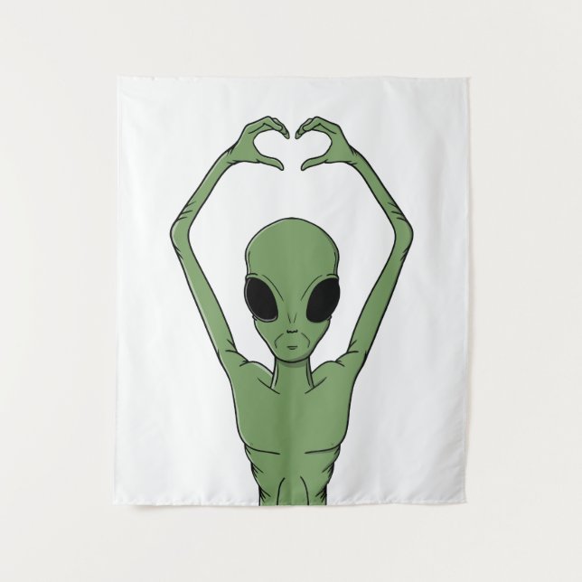 Alien-Herz-Pose Wandteppich (Vorderseite)