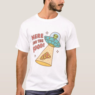 Alien hier wegen des Essens Pizza Lustige Doodle T-Shirt