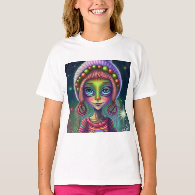 Alien, Hippie Girl Gift. T-Shirt (Vorderseite)